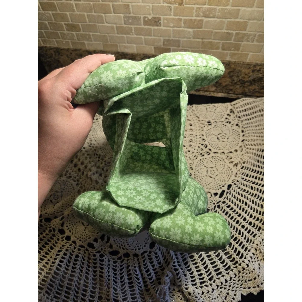 Handmade Tissue Box Cover Green Stuffed Cat